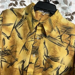 Alan Stuart Polo Shirt Men Sz L Vintage Banded Tiki Polyesian Geometric Abstract